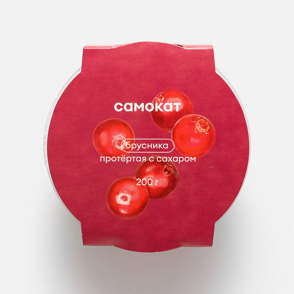 

Брусника Самокат протёртая, с сахаром, 200 г