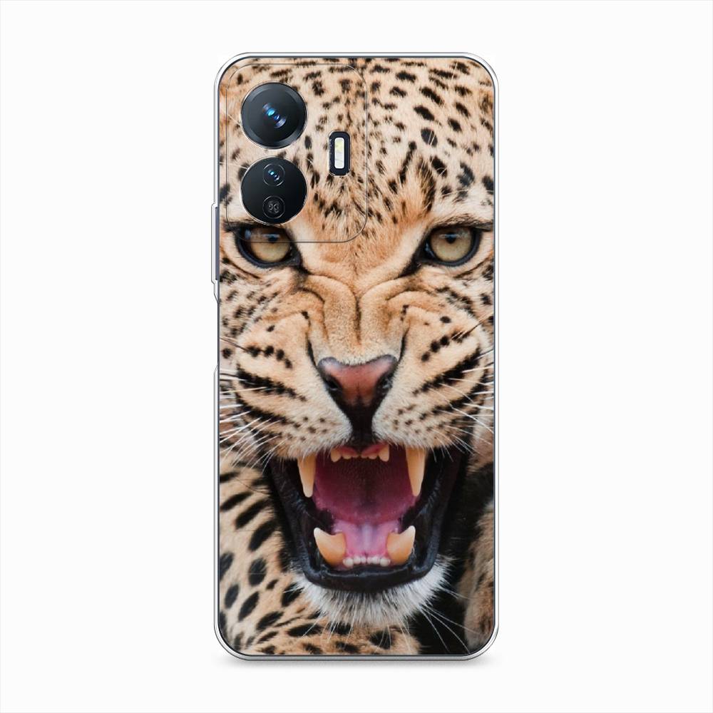 

Чехол на Vivo Y77e "Леопард 3d", Бежевый;черный, 267350-6