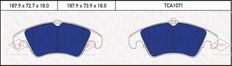 

Тормозные колодки Tatsumi передние дисковые TCA1071