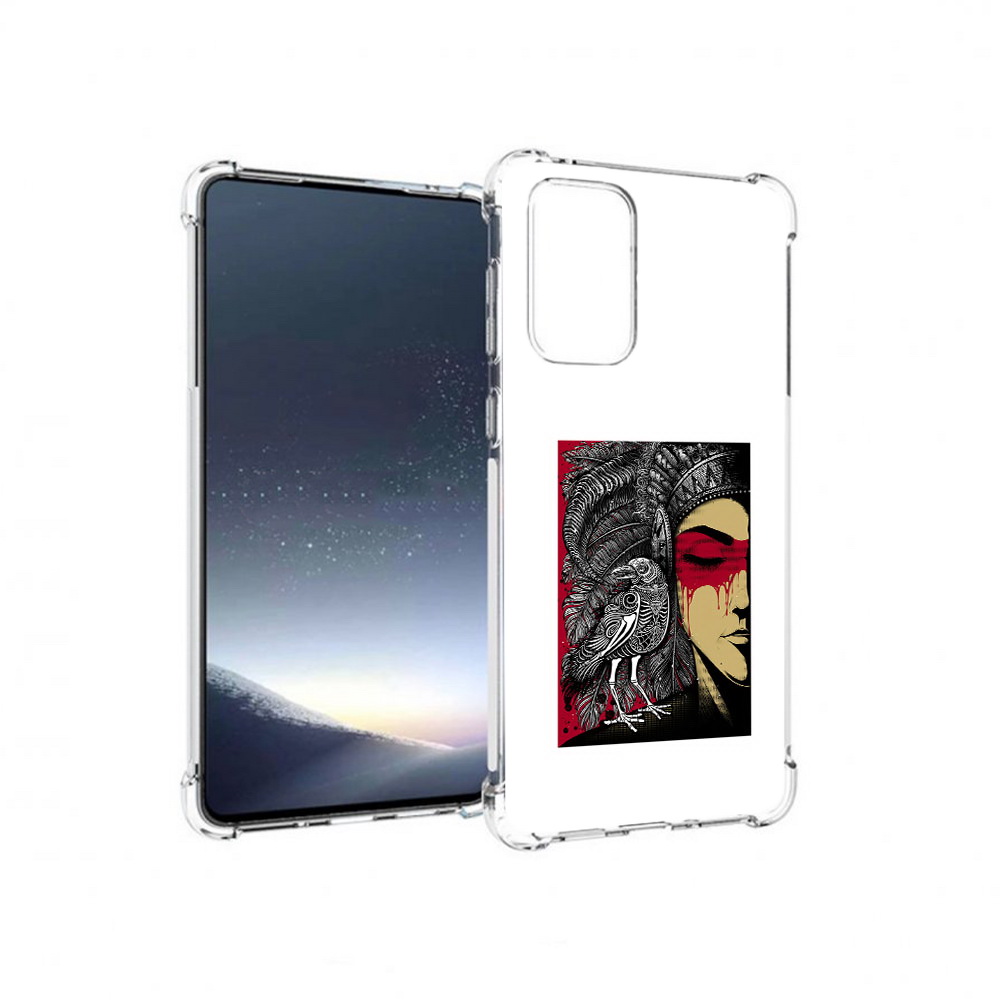 Чехол MyPads Tocco для Samsung Galaxy A73 девушка с вороном в абстракции