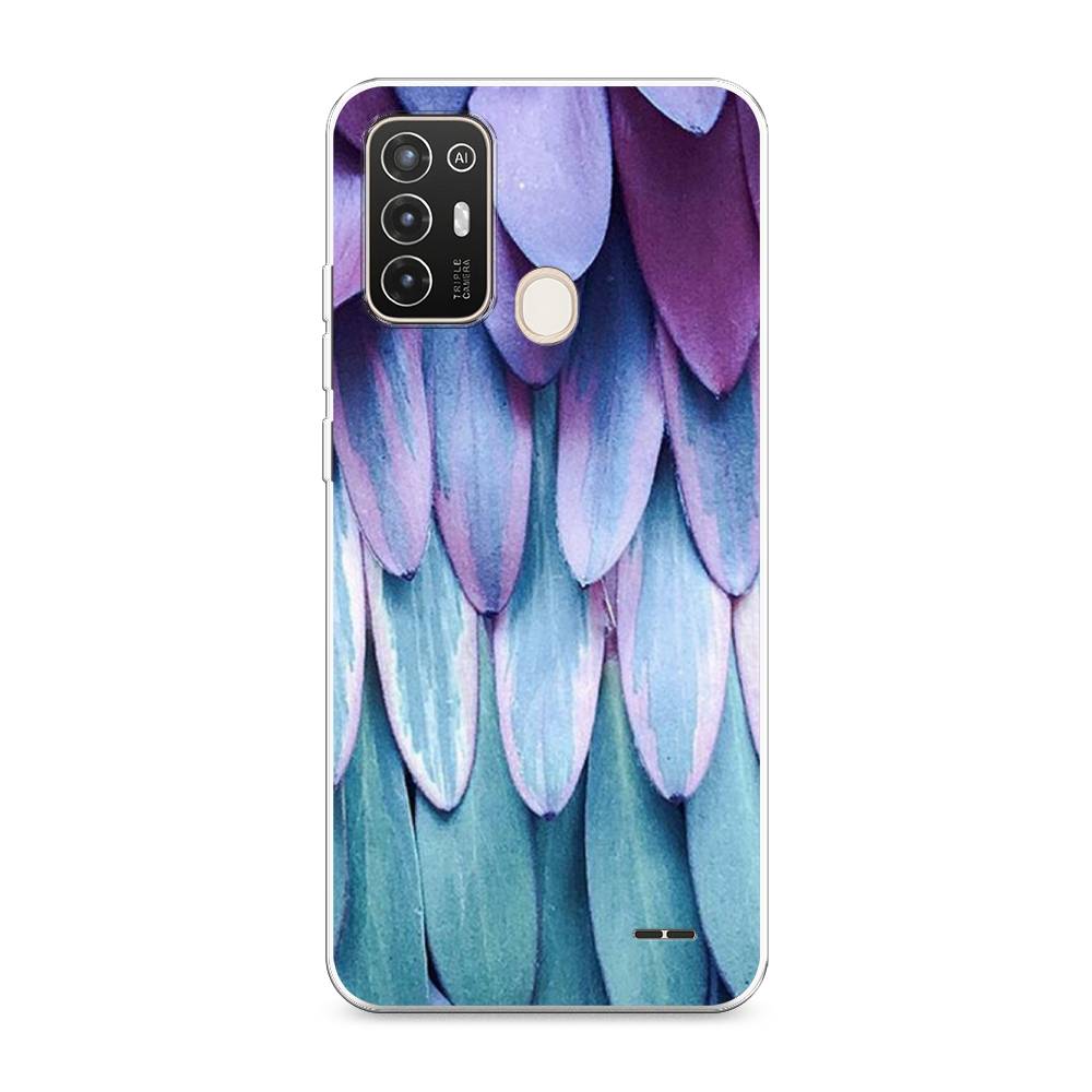 

Чехол на ZTE Blade A52 "Синее перо", Фиолетовый;голубой, 136250-3