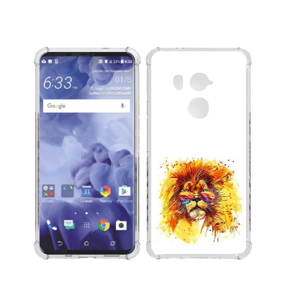 

Чехол MyPads Tocco для HTC U11 Plus лев в очках, Прозрачный, Tocco