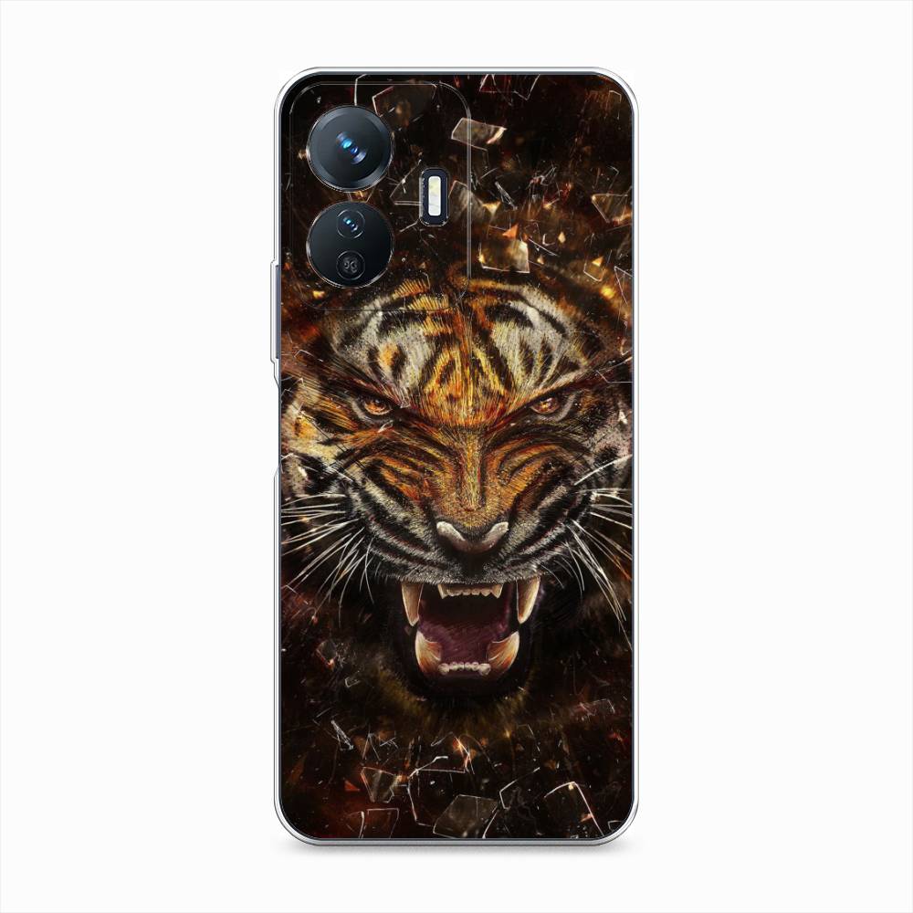

Чехол на Vivo Y77e "Тигр осколки", Оранжевый;серый;черный, 267350-1