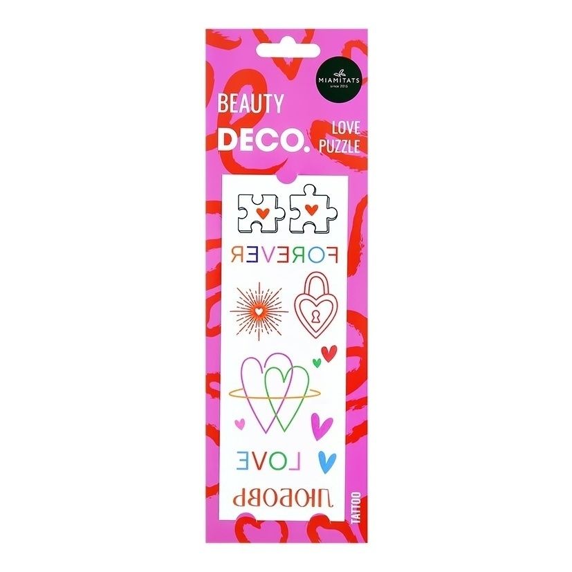 

Татуировки переводные для тела Deco Love by Miami tattoos Love puzzle, Разноцветный