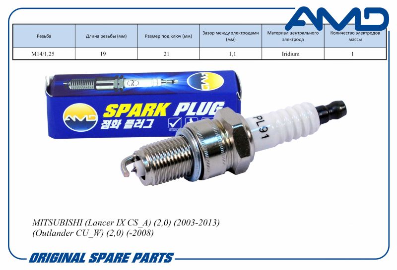 

Свеча зажигания MN119500 IGR6A11 AMDPL91 Iridium MITSUBISHI Lancer IX CS_A 2,0 03-13