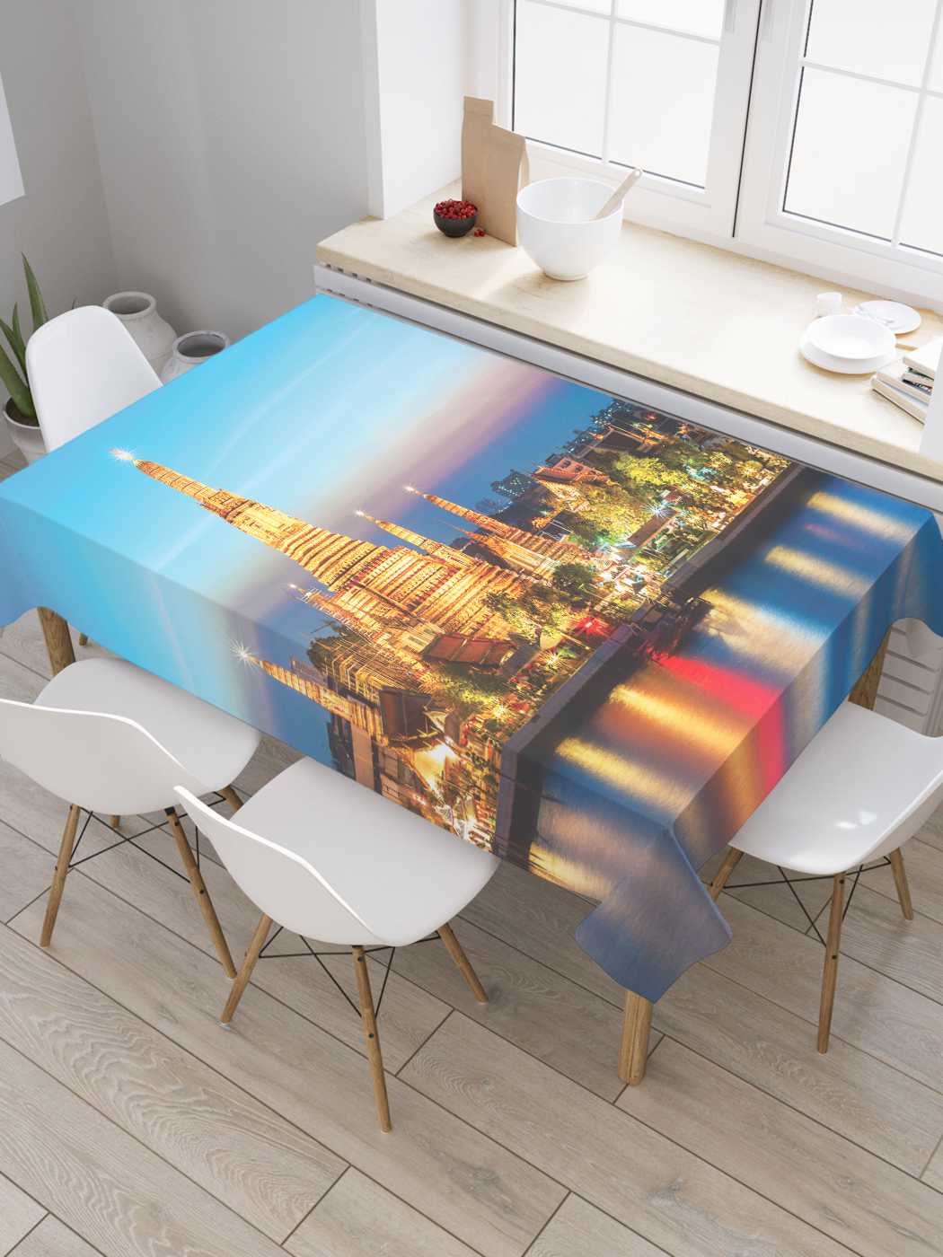 

Скатерть прямоугольная JoyArty "Ночь в огнях" из сатена, 180x145 см, Серый, Ночь в огнях