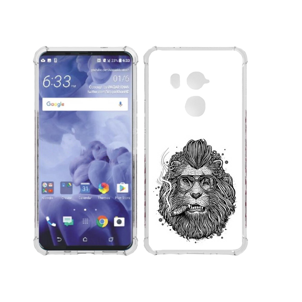 

Чехол MyPads Tocco для HTC U11 Plus курящий лев, Прозрачный, Tocco
