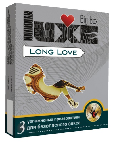 Купить Big Box Long Love, Презервативы Luxe Long Love с пролонгирующим эффектом 3 шт., прозрачный, латекс