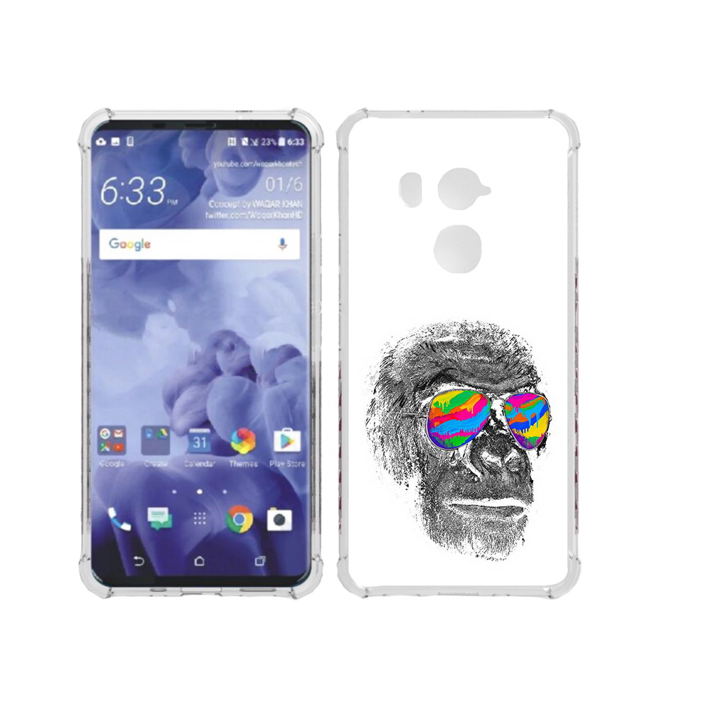 

Чехол MyPads Tocco для HTC U11 Plus крутая обезьяна в очках, Прозрачный, Tocco