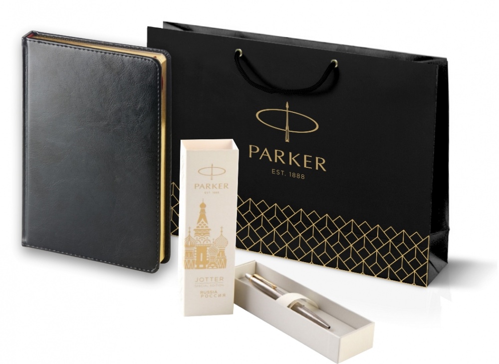 Набор: ежедневник и шариковая ручка Parker Jotter Russia Steel GT 2126175 черный