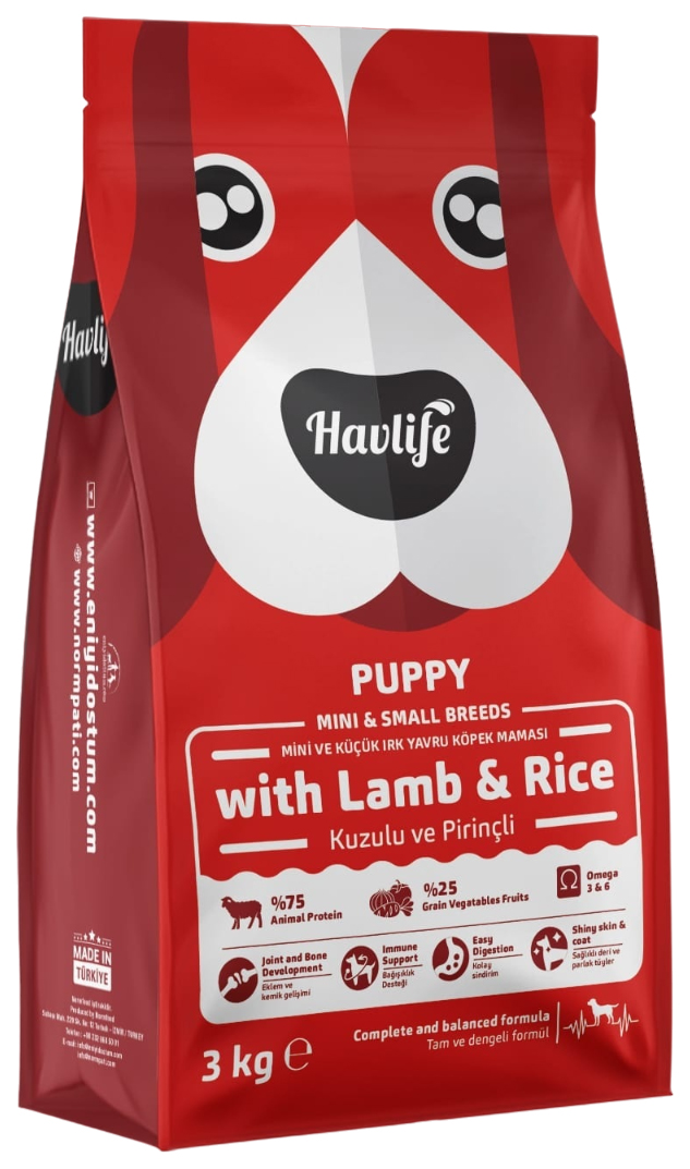 Сухой корм для собак Havlife для щенков карликовых и малых пород, с ягненком и рисом, 3 кг