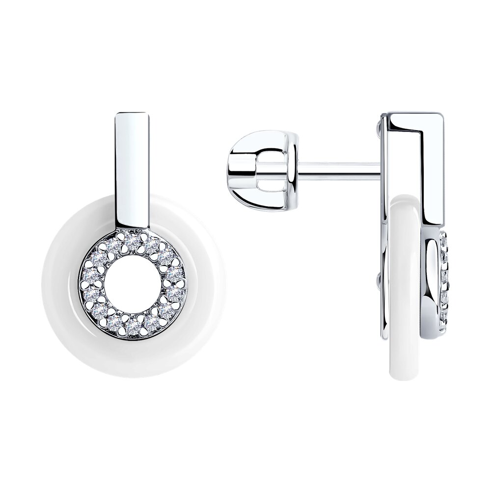 

Серьги из серебра SOKOLOV 94025841, керамика/фианит, 94025841