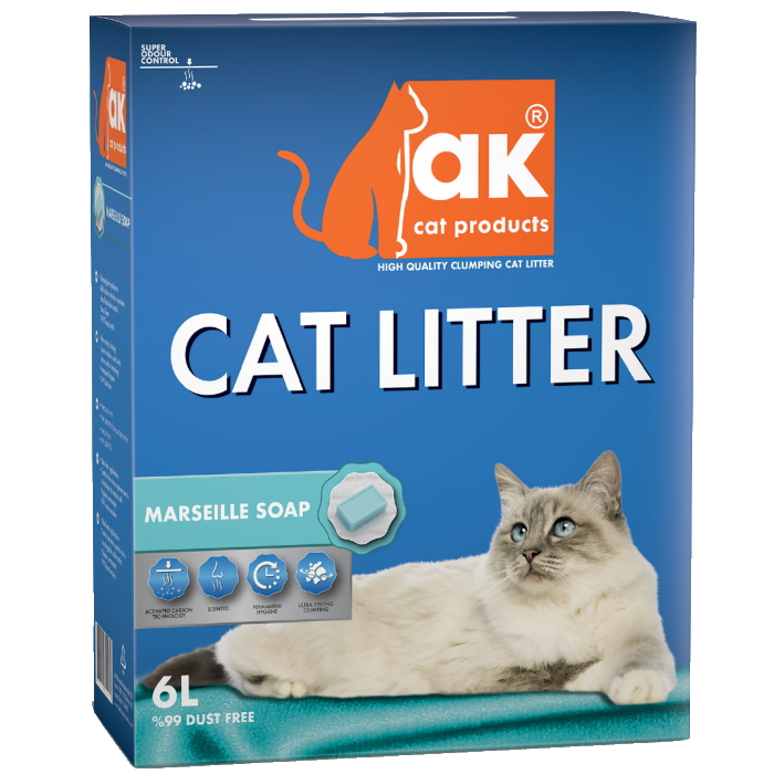 фото Наполнитель ak cat marseille soap комкующийся бентонитовый, аромат марсельского мыла, 6л ak cat products