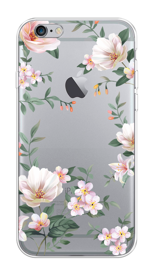 

Чехол на Apple iPhone 6/6S "Beautiful white flowers", Бежевый;зеленый, 10450-1