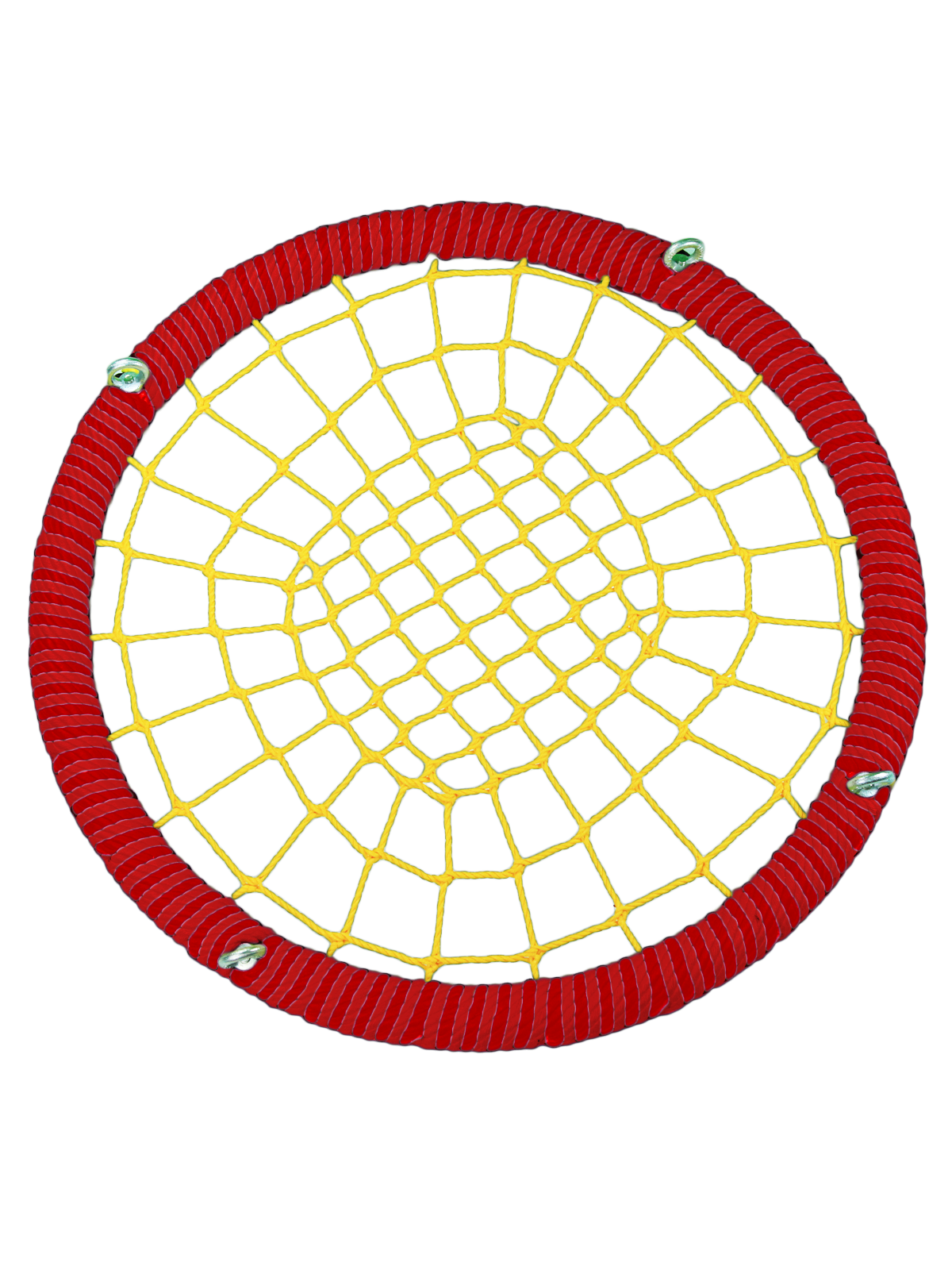 

Качели-гнездо JINN КТ/УЗ/100/72/16/8/КР-Ж/КГ 100x100 см красный, желтый, 100 круг 72 обод 16 и 8 канат узлы