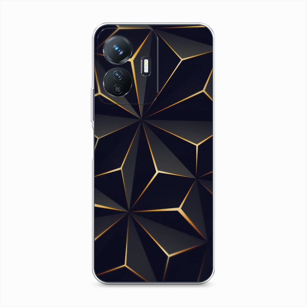 

Чехол на Vivo Y77e "Черные полигоны", Золотистый;черный, 267350-3