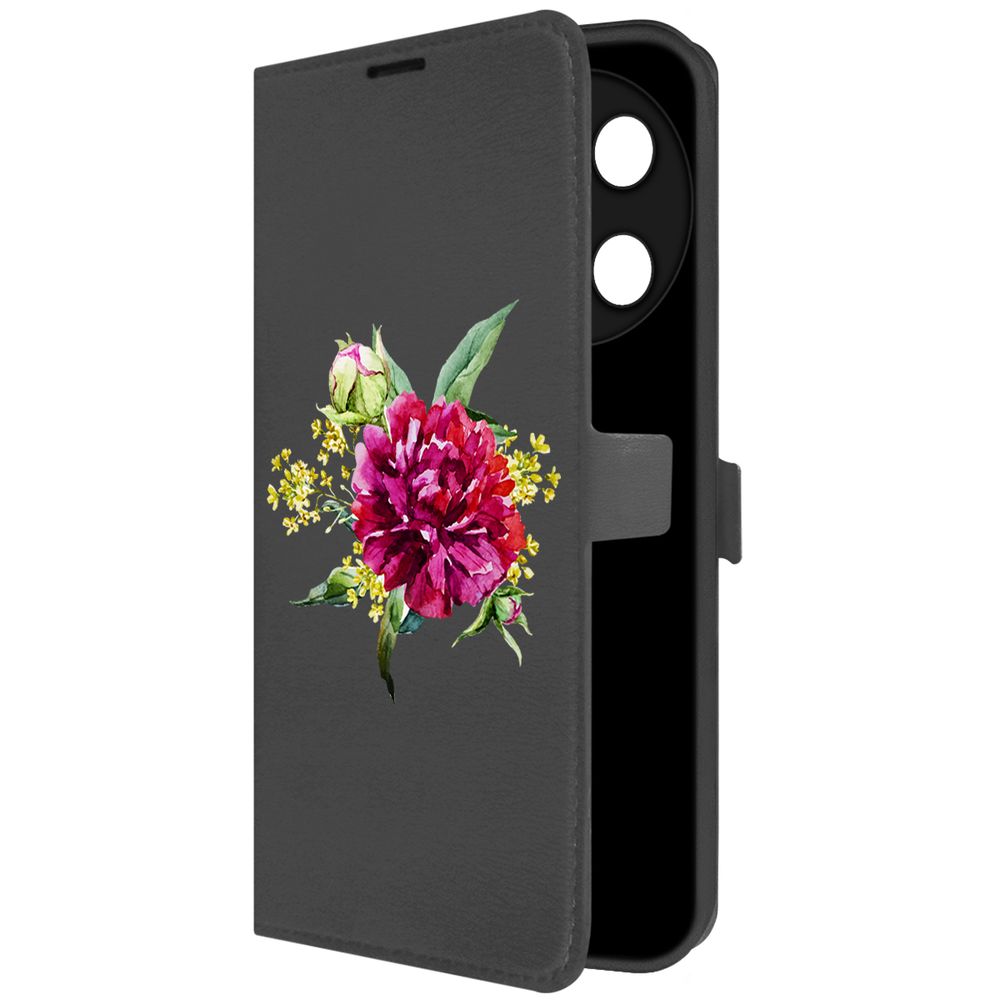 

Чехол-книжка Krutoff Eco Book для TECNO Camon 30 Pro 5G Цветочная акварель (черный)
