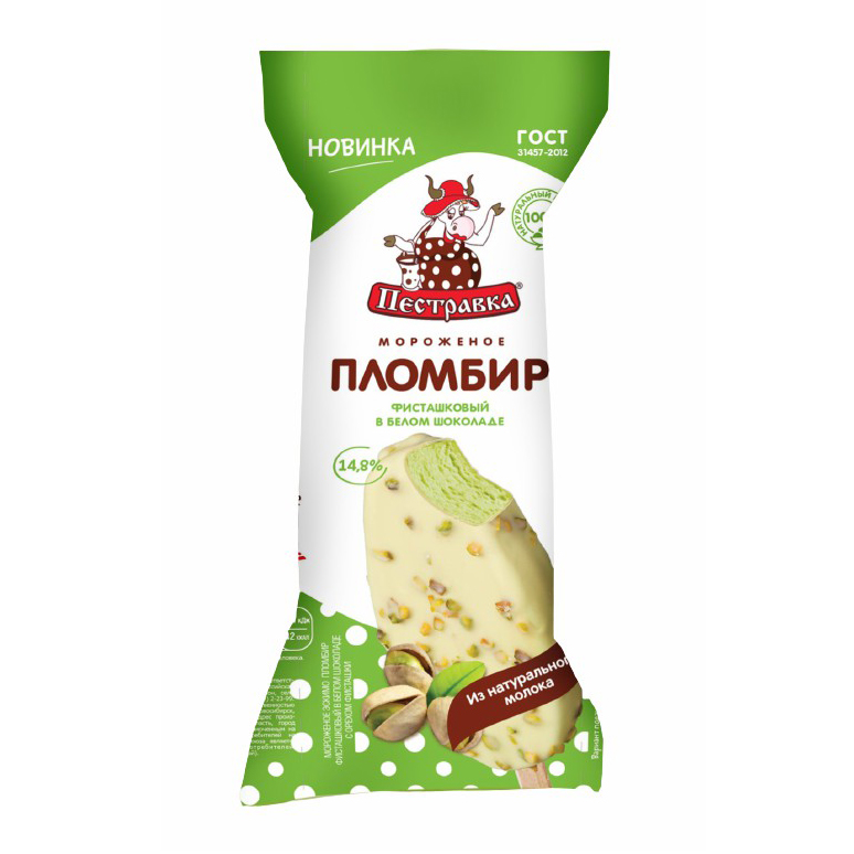 

Мороженое пломбир Пестравка Эскимо фисташковый в белом шоколаде 70 г