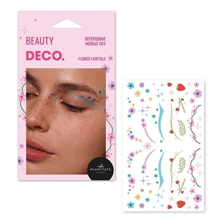 

Татуировка переводная для лица Deco Fairycore by Miami tattoos Flower fairytale, Разноцветный