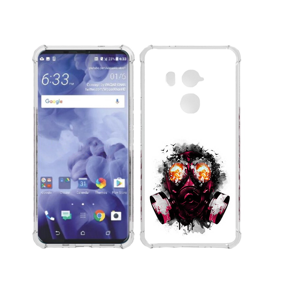 

Чехол MyPads Tocco для HTC U11 Plus красный противогаз, Прозрачный, Tocco