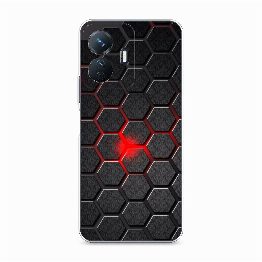 

Чехол на Vivo Y77e "Соты красные", Красный;черный;серый, 267350-3