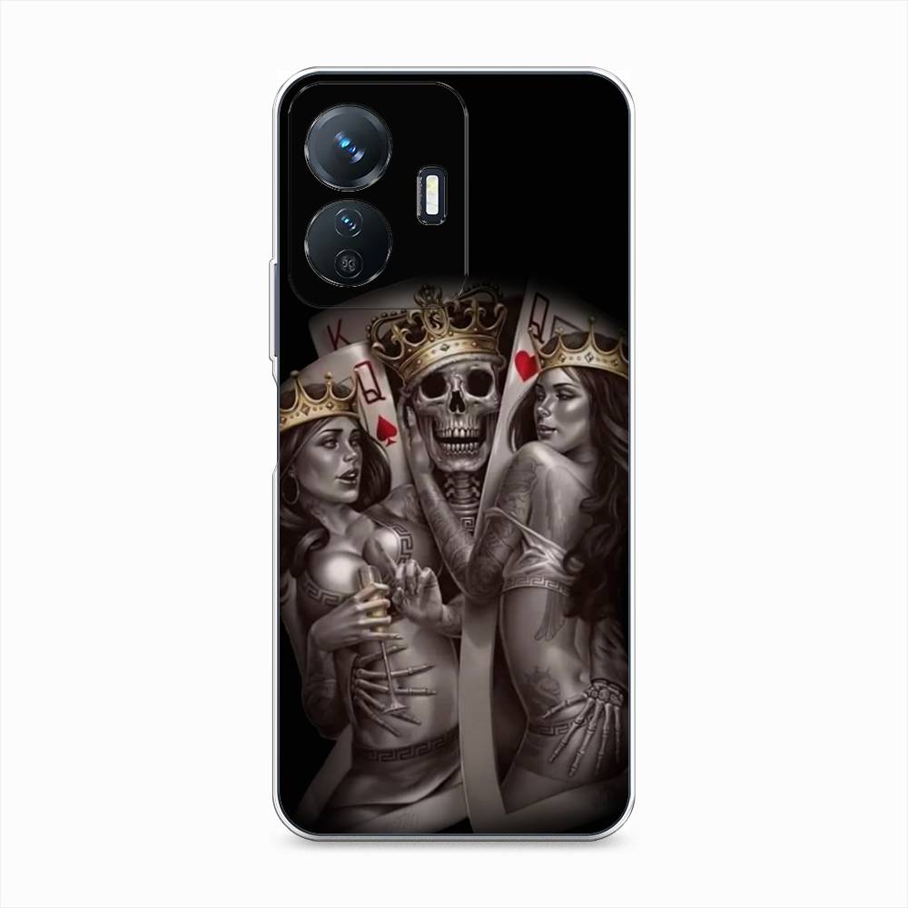 

Чехол на Vivo Y77e "Карты король и королевы", Серый;желтый, 267350-6