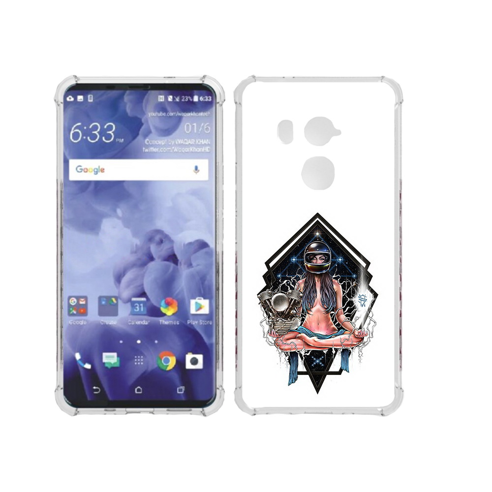 

Чехол MyPads Tocco для HTC U11 Plus красивая девушка в шлеме, Прозрачный, Tocco