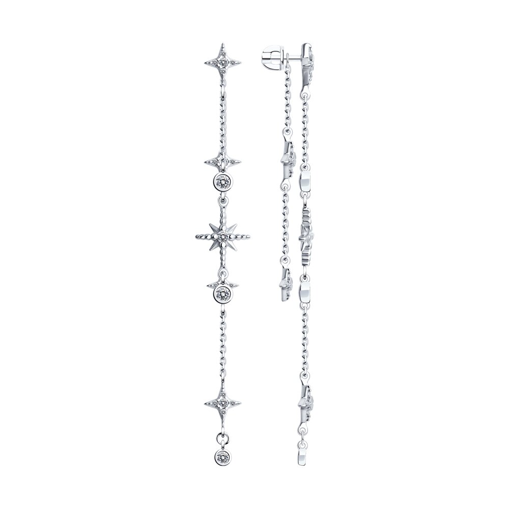 

Серьги джекеты из серебра SKLV 94025783, фианит, 94025783
