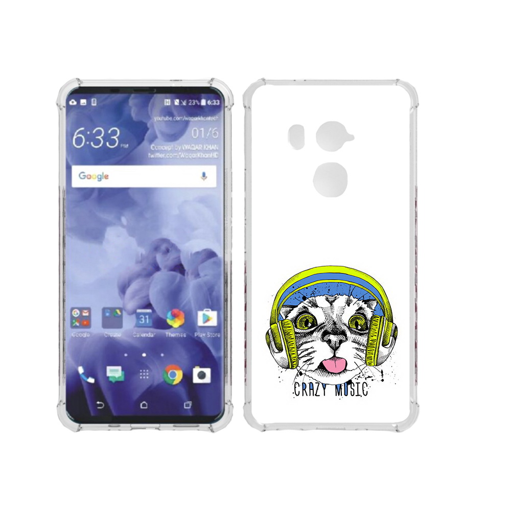 

Чехол MyPads Tocco для HTC U11 Plus кошка в наушниках рисунок, Прозрачный, Tocco
