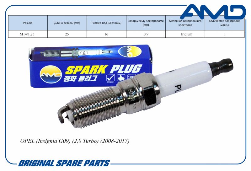Свеча зажигания 4811581 ILTR5D AMD.PL124 Iridium для OPEL Insignia G09 2,0 Turbo 2008-2017