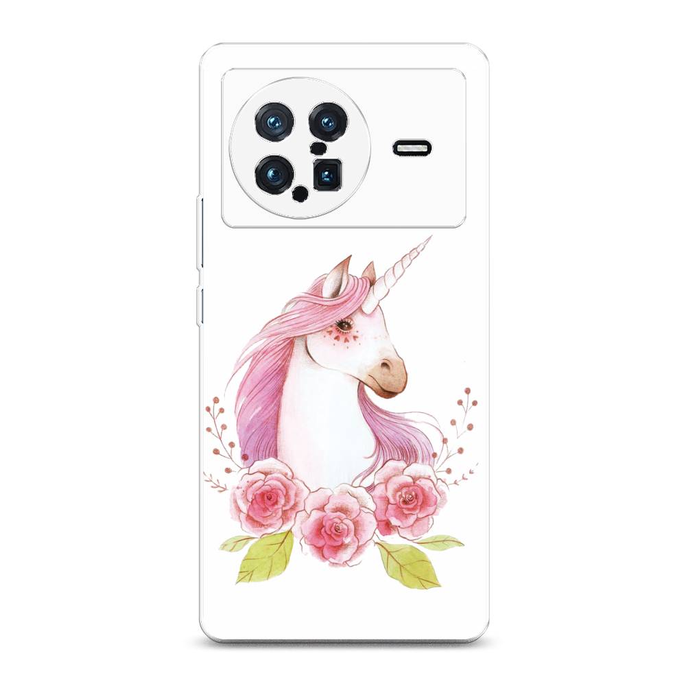 

Чехол на Vivo X Note "Единорог цветы", Белый;розовый;серый, 266950-1