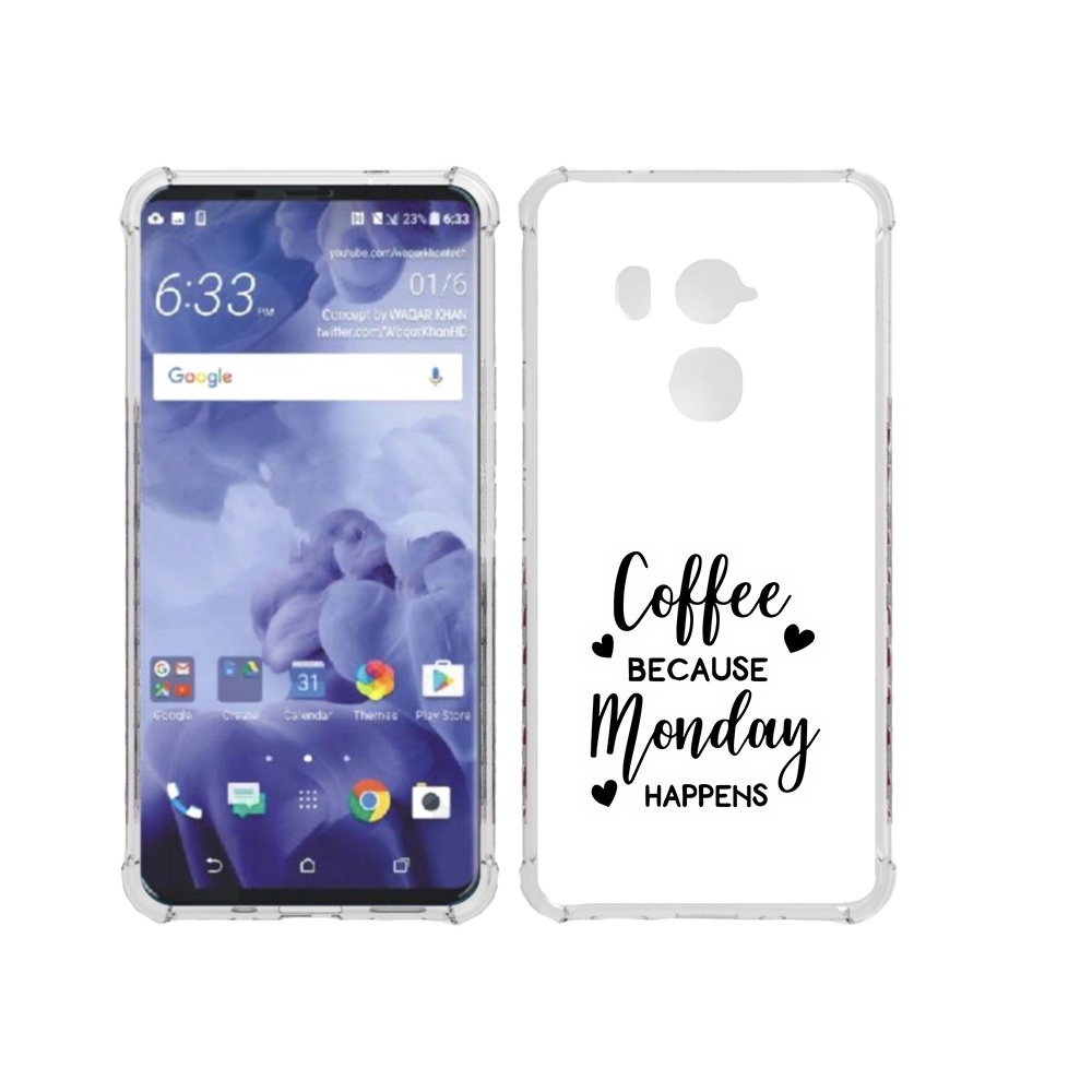 

Чехол MyPads Tocco для HTC U11 Plus кофе и понедельник стал счастливым, Прозрачный, Tocco