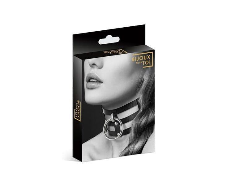 Чокер Bijoux Indiscrets Choker Fetish Noir тройной с большим кольцом черный