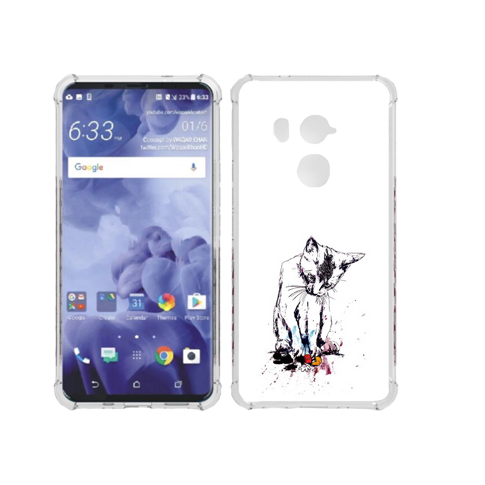 

Чехол MyPads Tocco для HTC U11 Plus кот и микки, Прозрачный, Tocco