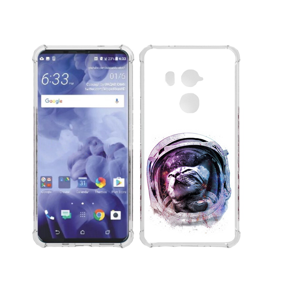 

Чехол MyPads Tocco для HTC U11 Plus кот в шлеме, Прозрачный, Tocco