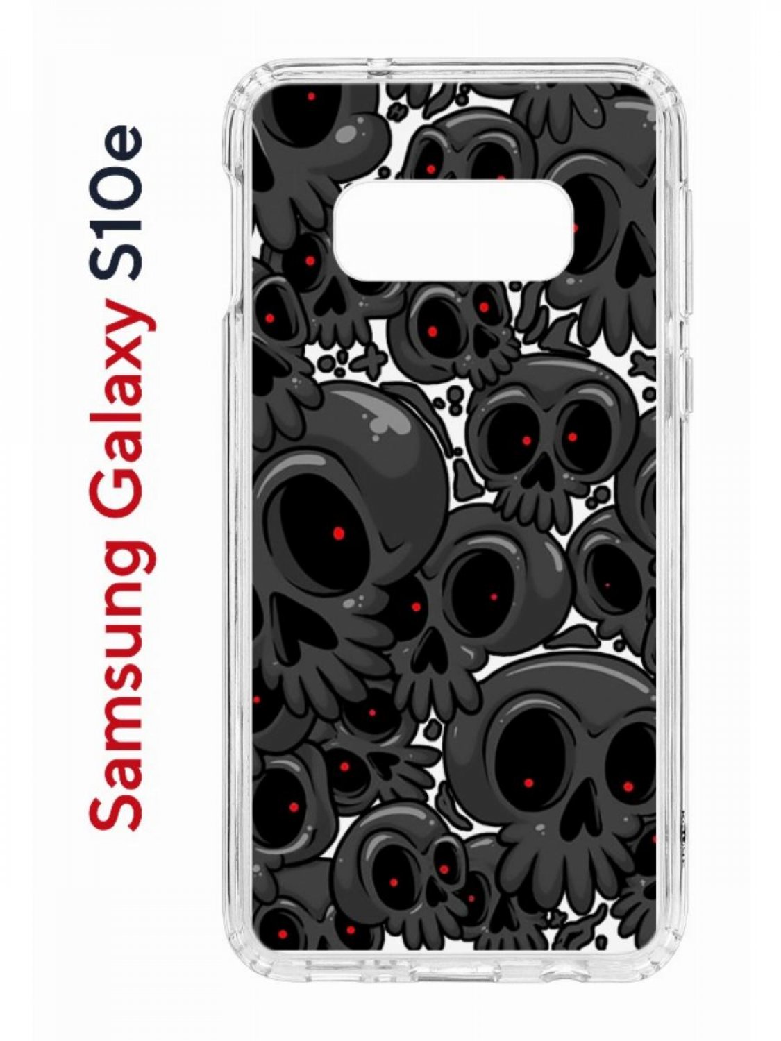 фото Чехол на samsung s10e kruche print skull gray,противоударный бампер с принтом кruче