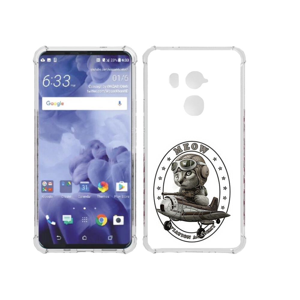 

Чехол MyPads Tocco для HTC U11 Plus кот в самолете, Прозрачный, Tocco