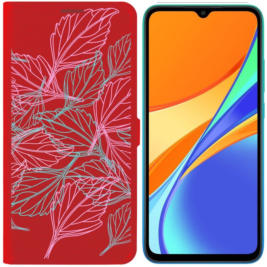 Чехол-книжка Eco Book для Xiaomi Redmi 9C Листья паттерн