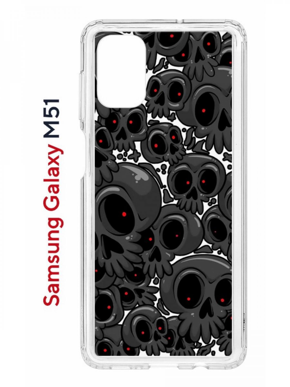 фото Чехол на samsung m51 kruche print skull gray,противоударный бампер,с защитой камеры кruче