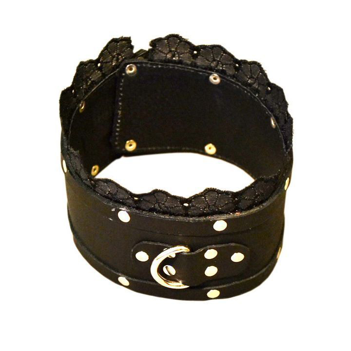 Ошейник Podium на замке с кружевом черный