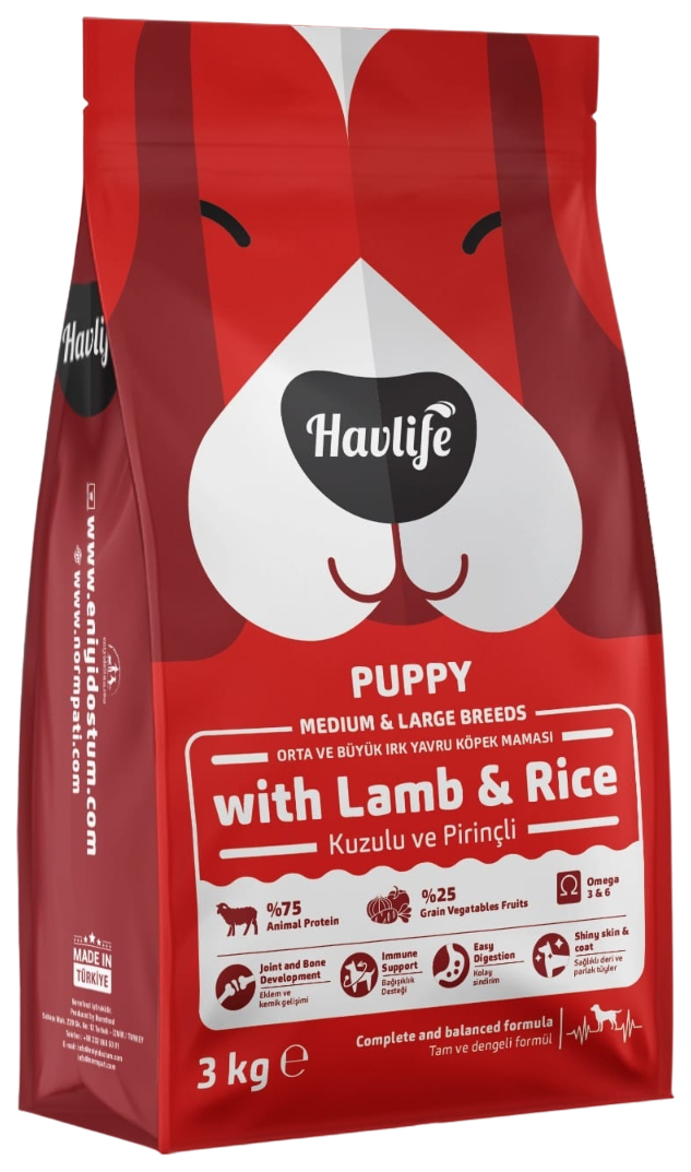 Сухой корм для собак Havlife для щенков средних и крупных пород, с ягненком и рисом, 3 кг