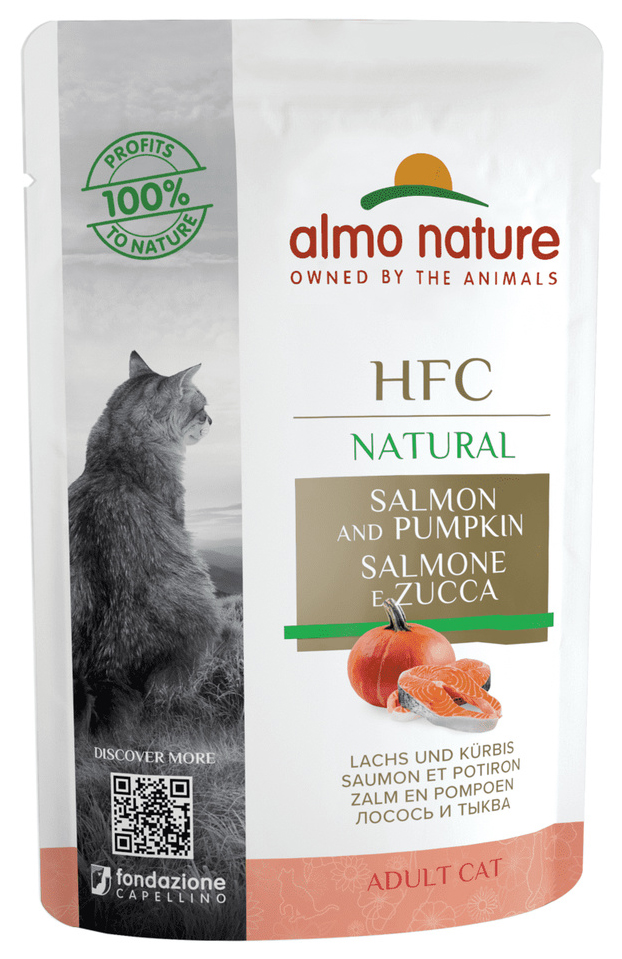 Влажный корм для кошек Almo Nature HFC Natural, с лососем и тыквой, 24x55 г