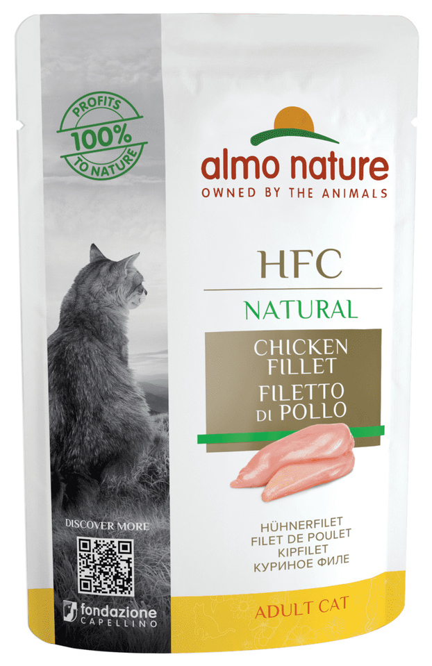 

Влажный корм для кошек Almo Nature HFC Natural, куриное филе, 24x55 г