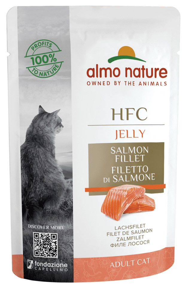 Влажный корм для кошек Almo Nature HFC Jelly, лосось в желе, 24x55 г