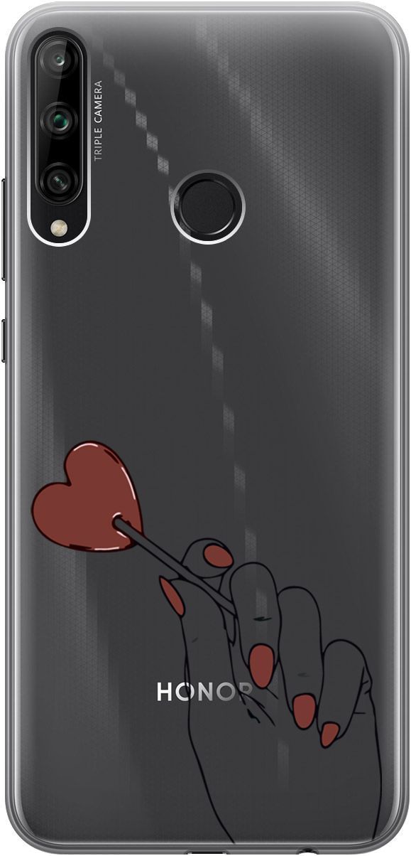 

Чехол на Honor 9C/Huawei P40 Lite E "Heartbreaker" прозрачный, Прозрачный;красный, 1696