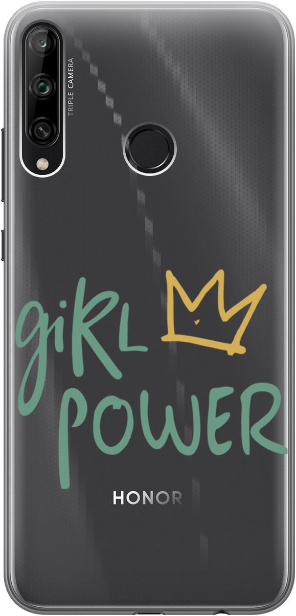 

Чехол на Honor 9C/Huawei P40 Lite E "Girl Power!" прозрачный, Прозрачный;зеленый, 1696