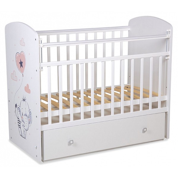 Кроватка для новорожденных Фея 750 Слоник белый