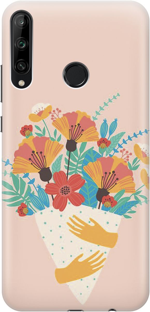

Чехол на Honor 9C/Huawei P40 Lite E "Букет на розовом", Красный;розовый, 4491