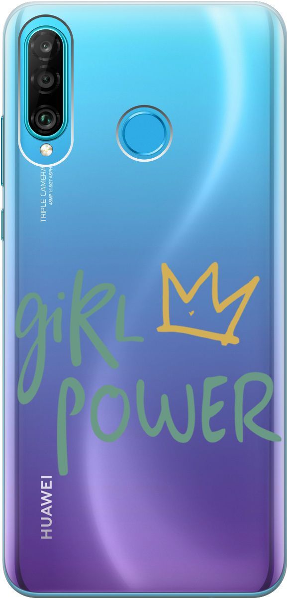 

Чехол на Honor 20 Lite/20s/Huawei P30 Lite "Girl Power!" прозрачный, Прозрачный;зеленый, 1692
