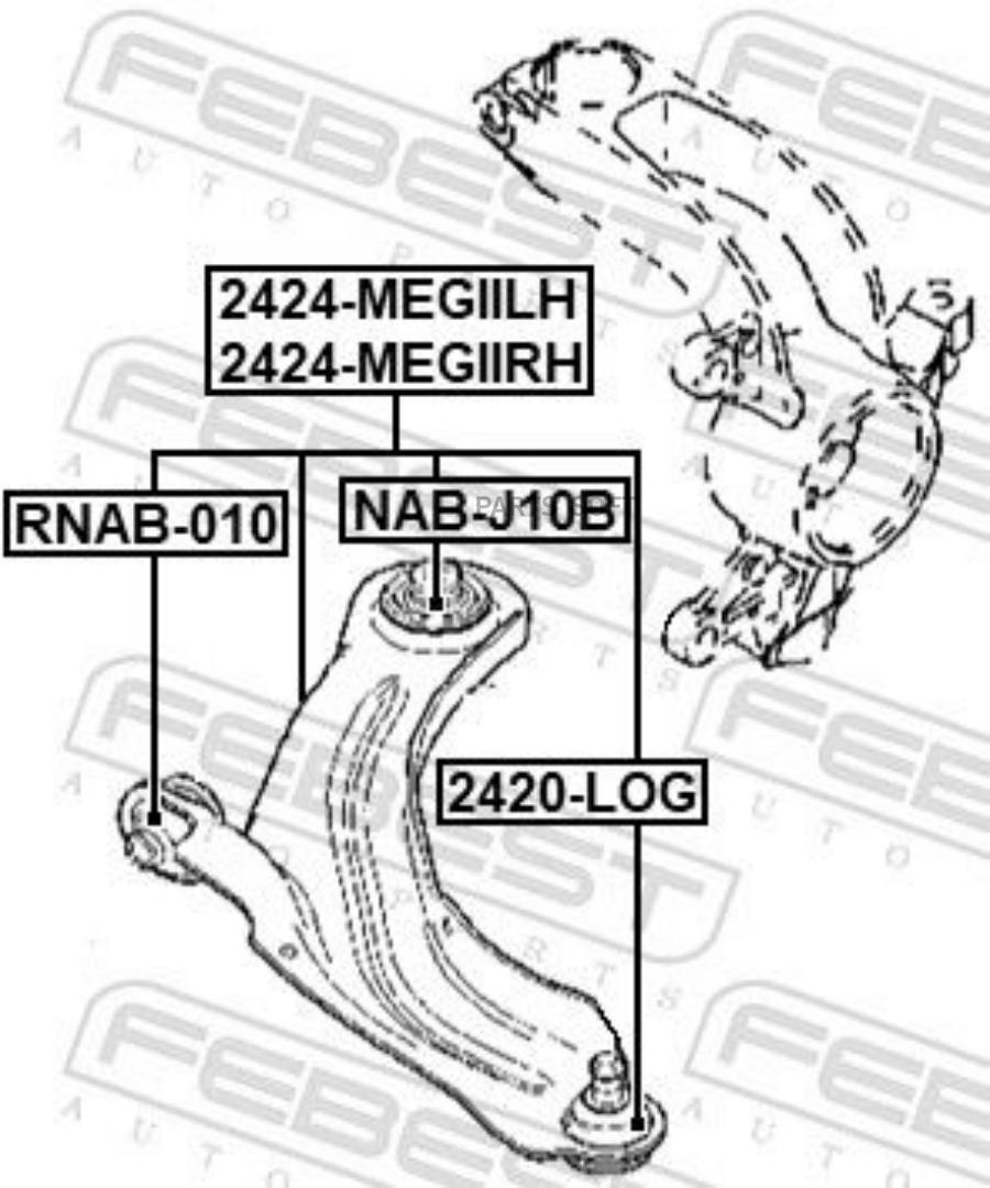 

FEBEST Рычаг передний нижний левый RENAULT MEGANE II 2002-2012 2424-MEGIILH